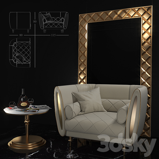 Armchair Sipario from Arredoclassic 3ds Max - thumbnail 1