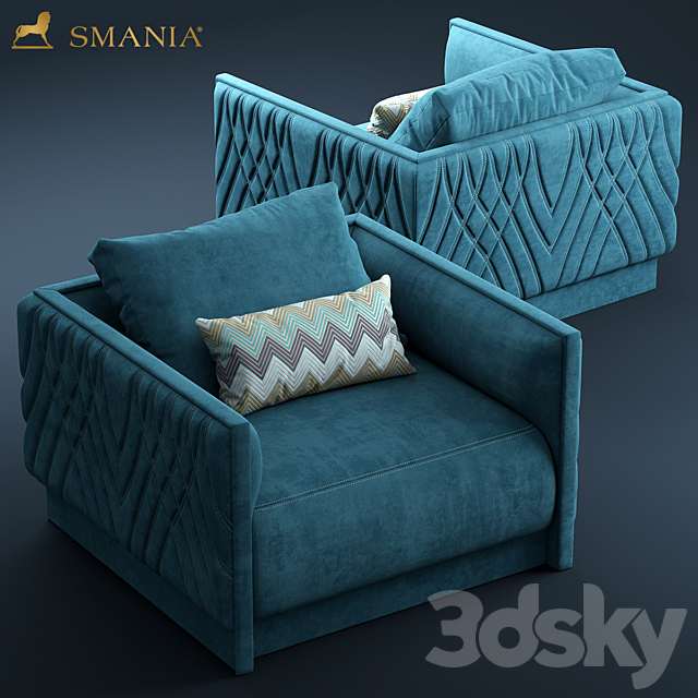 Armchair smania Miami 3DS Max Model - thumbnail 1