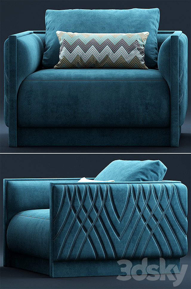 Armchair smania Miami 3DS Max Model - thumbnail 2