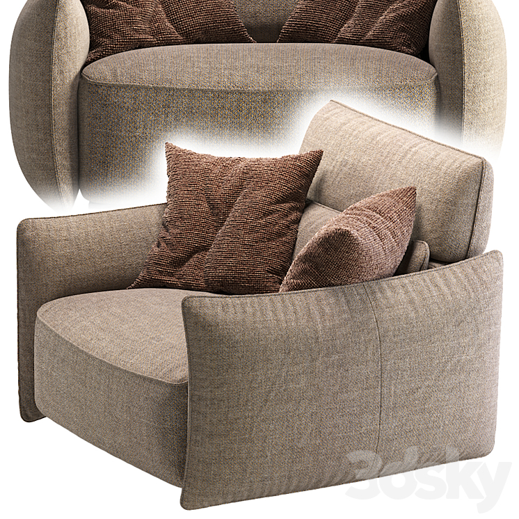 Armchair Stupore C027 By Natuzzi Editions 3DS Max Model - thumbnail 2