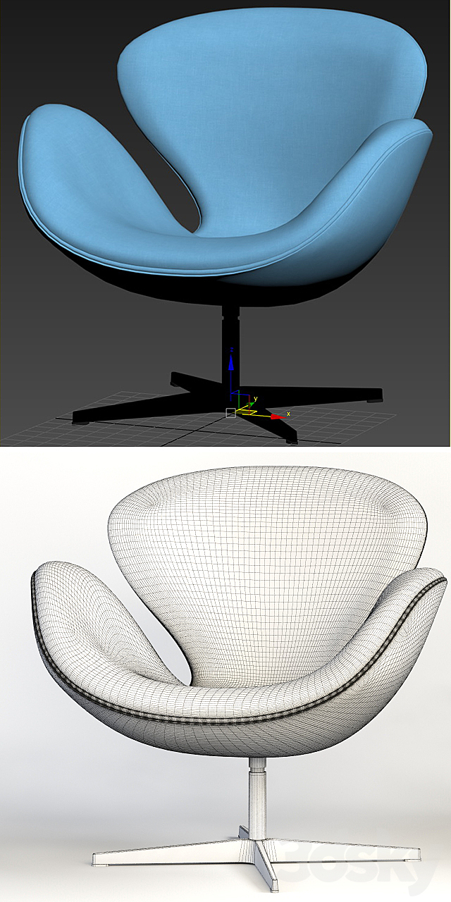 Armchair Swan 3DS Max Model - thumbnail 3