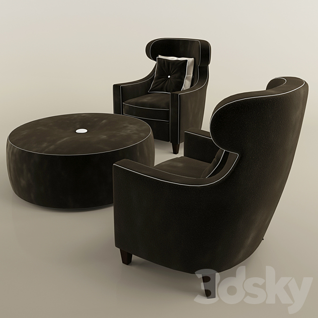 armchair & table 3ds Max - thumbnail 1