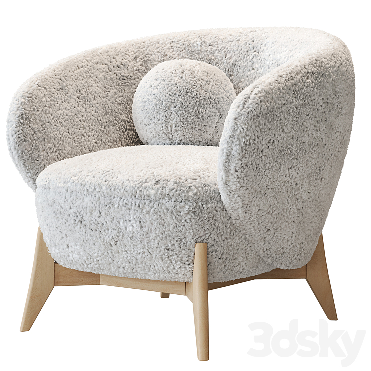 Armchair Tilar Cozy White 3DS Max Model - thumbnail 1