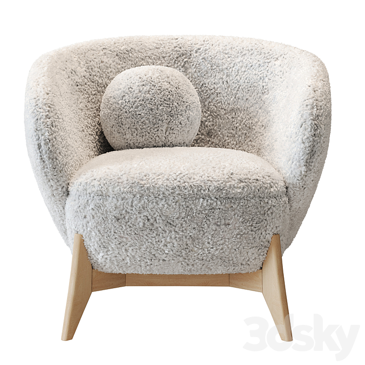 Armchair Tilar Cozy White 3DS Max Model - thumbnail 2