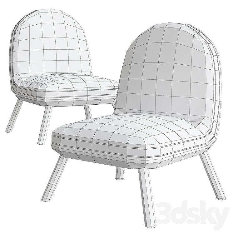 Armchair Upholstered fabric fantasia 3DS Max Model - thumbnail 2