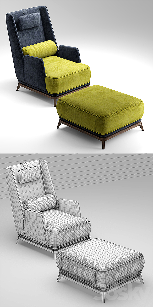 Armchair Vibieffe OPERA Armchair 3DS Max Model - thumbnail 3