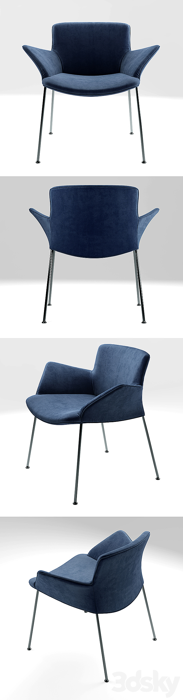 Armchair walter knoll Burgaz Chair 3DS Max Model - thumbnail 2