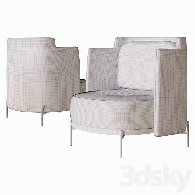 armchair with armrests tape minotti 3DS Max Model - thumbnail 3