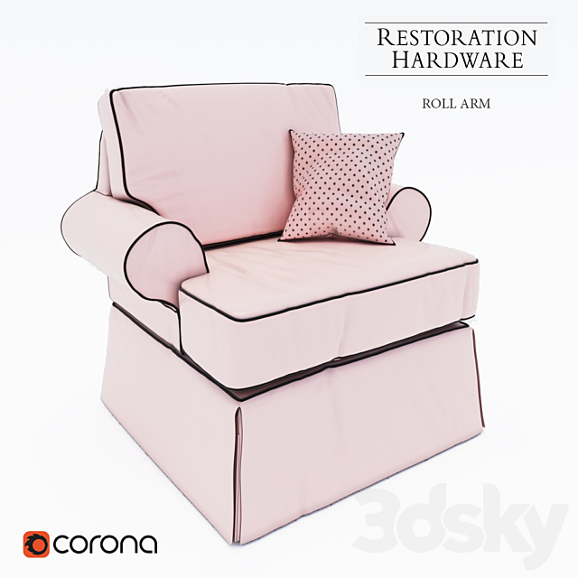 ARMCHAIR WITH CASES ROLL ARM 3DSMax File - thumbnail 1