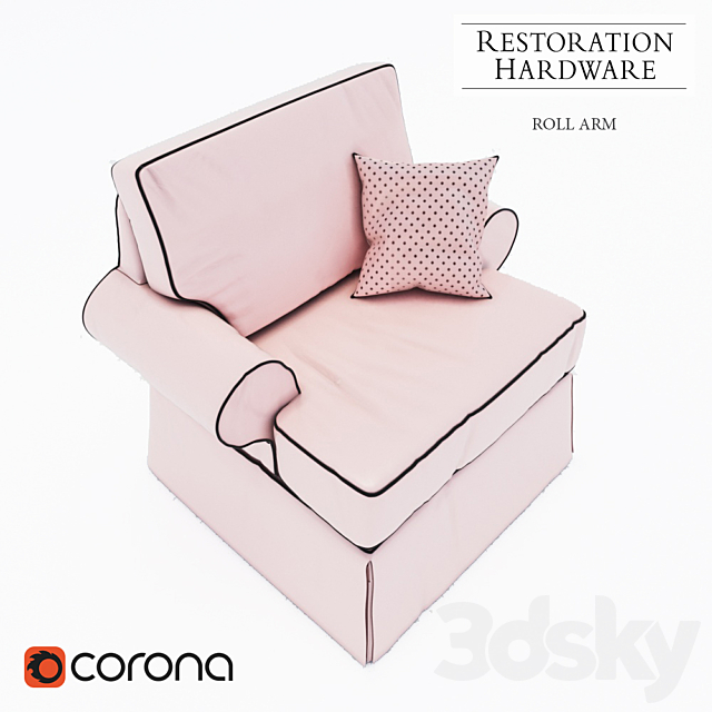 ARMCHAIR WITH CASES ROLL ARM 3DSMax File - thumbnail 2