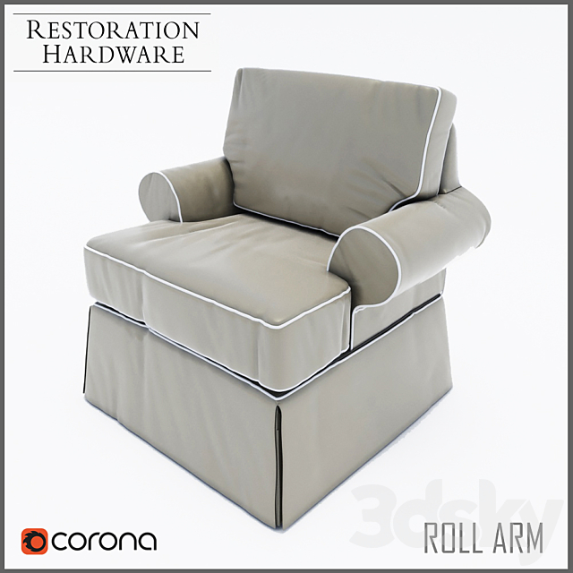 ARMCHAIR WITH CASES ROLL ARM 3DSMax File - thumbnail 3