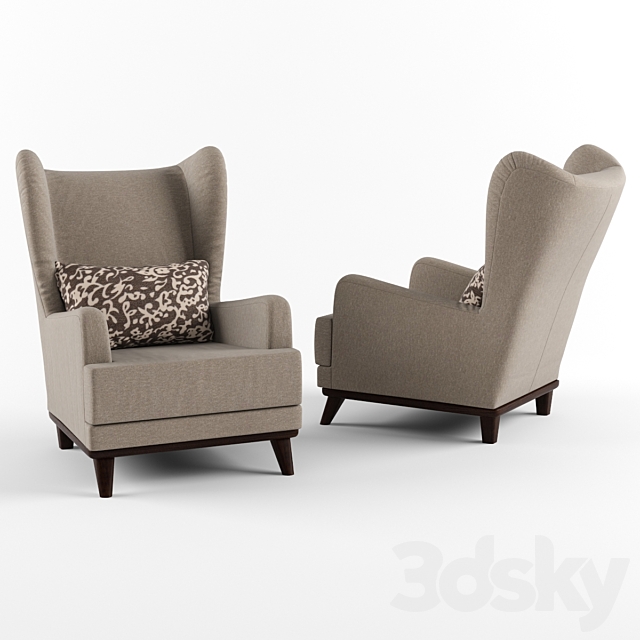 Armchair with headrest speakers and pillow 3DSMax File - thumbnail 2