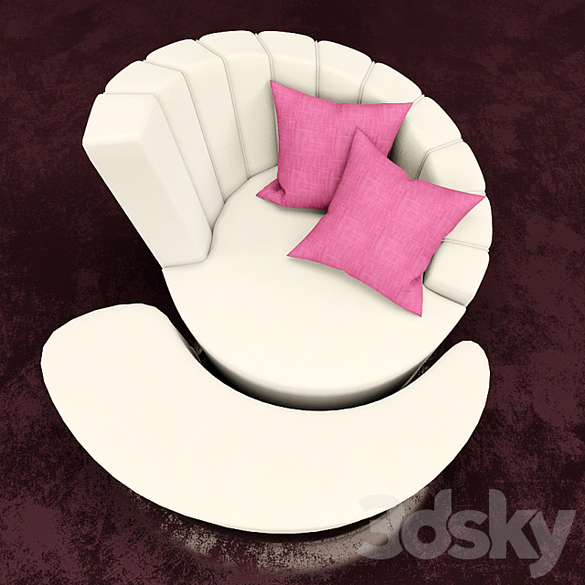 Armchair with pouf 3DS Max Model - thumbnail 3