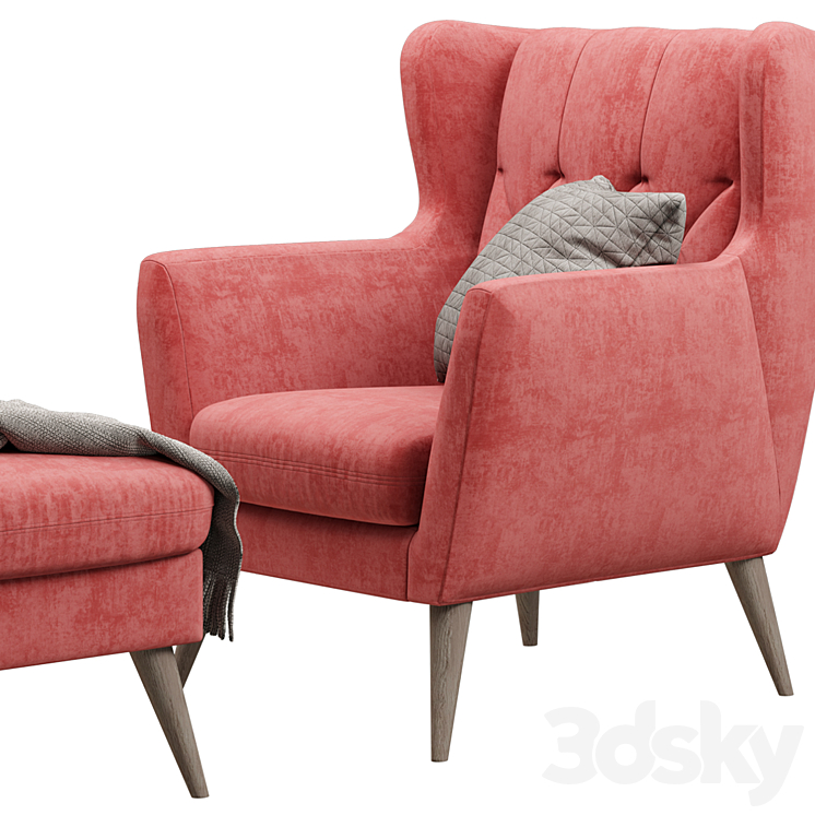 Armchair with pouf – Aria MP 3DS Max - thumbnail 2