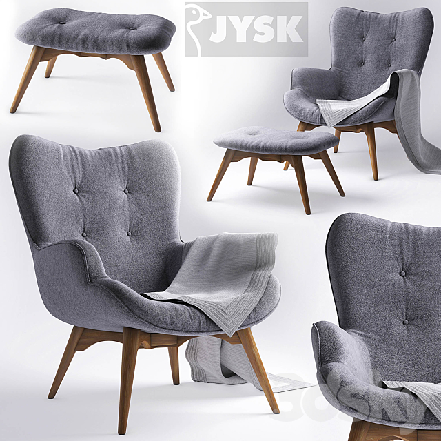 Armchair with pouf – jysk EJERSLEV 3DSMax File - thumbnail 1