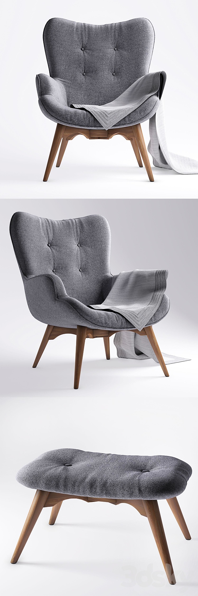 Armchair with pouf – jysk EJERSLEV 3DSMax File - thumbnail 2