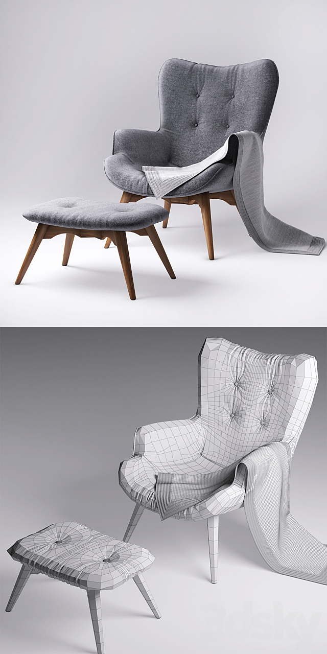 Armchair with pouf – jysk EJERSLEV 3DSMax File - thumbnail 3