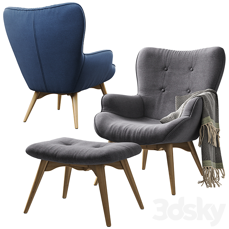 Armchair with pouf Jysk PETERSBORG 3DS Max - thumbnail 2