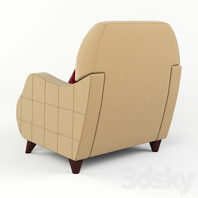 Armchair with semicircular armrests and pillow 3DSMax File - thumbnail 2