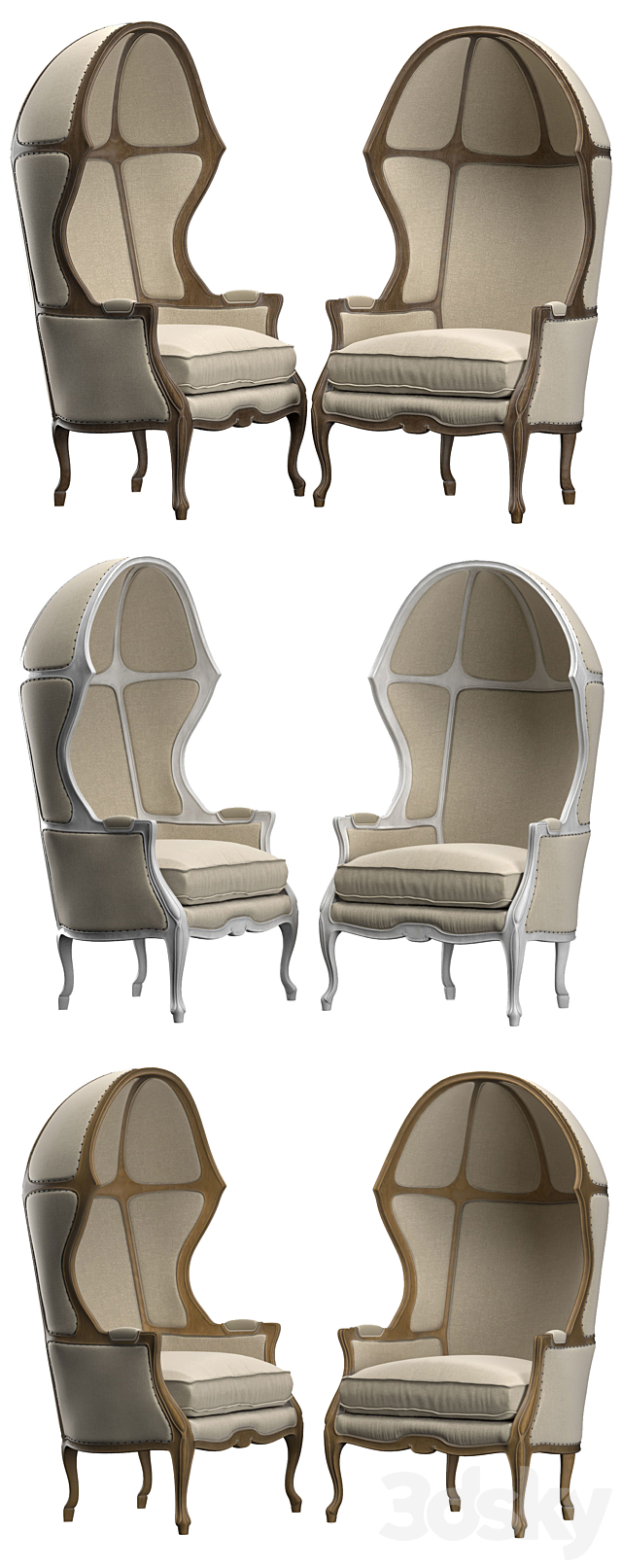 ARMCHAIR WITH VERSAILLES DOME 3ds Max - thumbnail 2