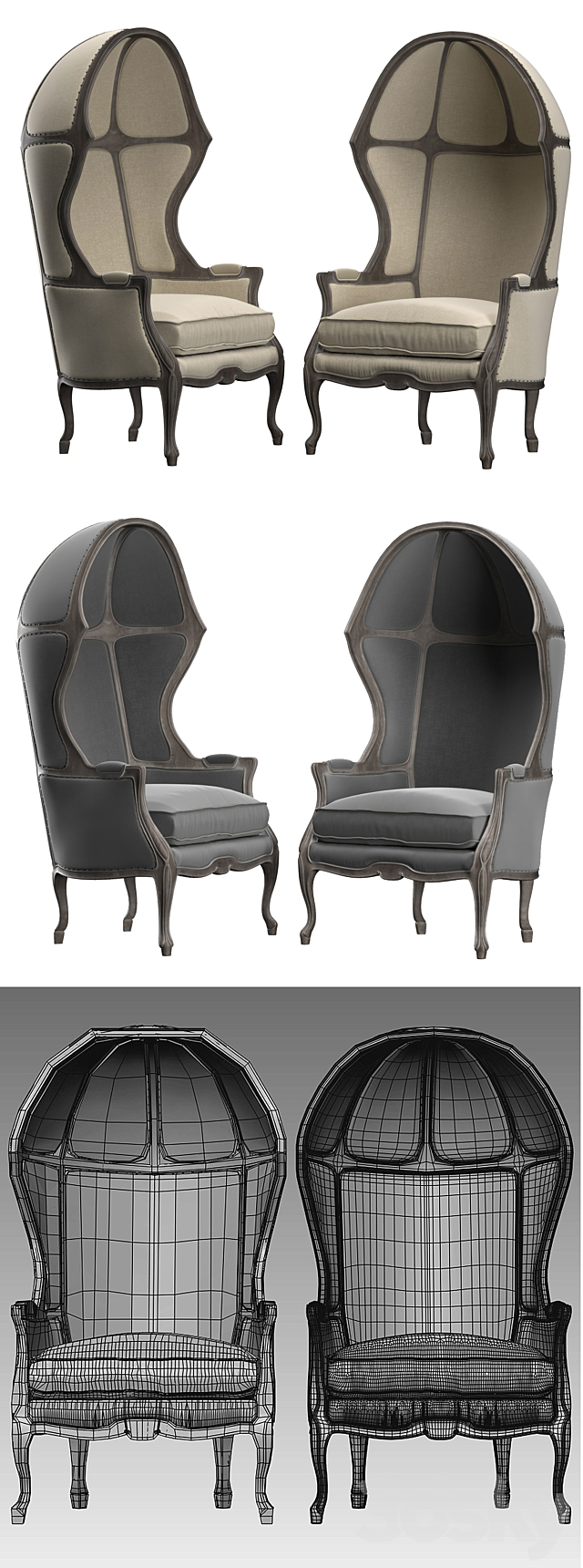 ARMCHAIR WITH VERSAILLES DOME 3ds Max - thumbnail 3