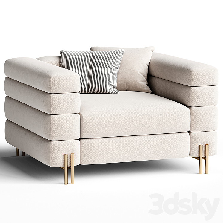 Armchair York 3DS Max - thumbnail 1