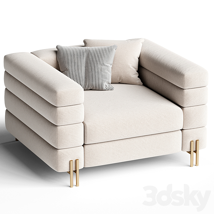 Armchair York 3DS Max - thumbnail 2