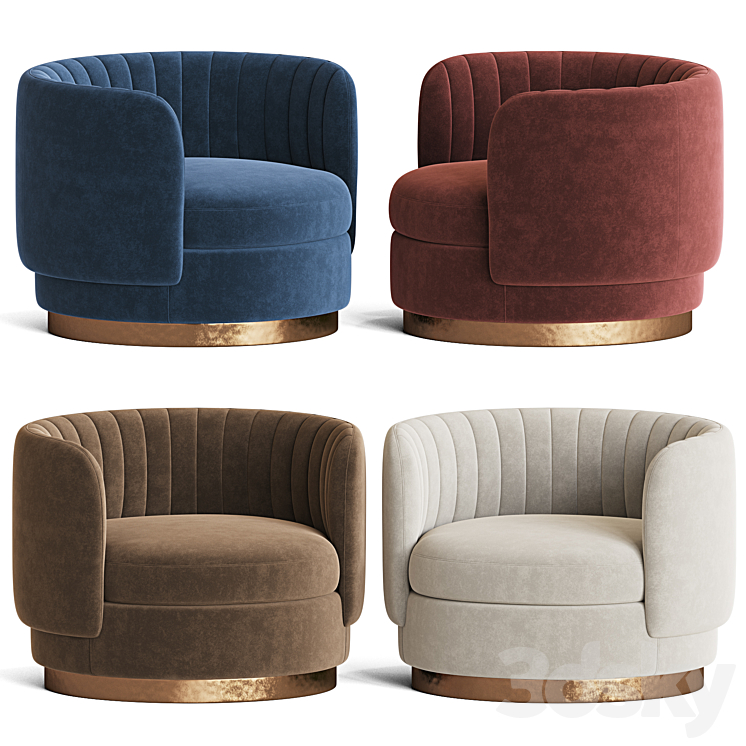 Armen Swivel Accent Armchair 3DS Max - thumbnail 2