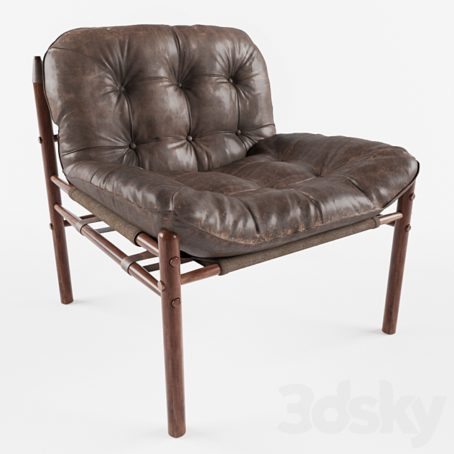 Arne Norell Rosewood and Leather Lounge Chair 3ds Max - thumbnail 1