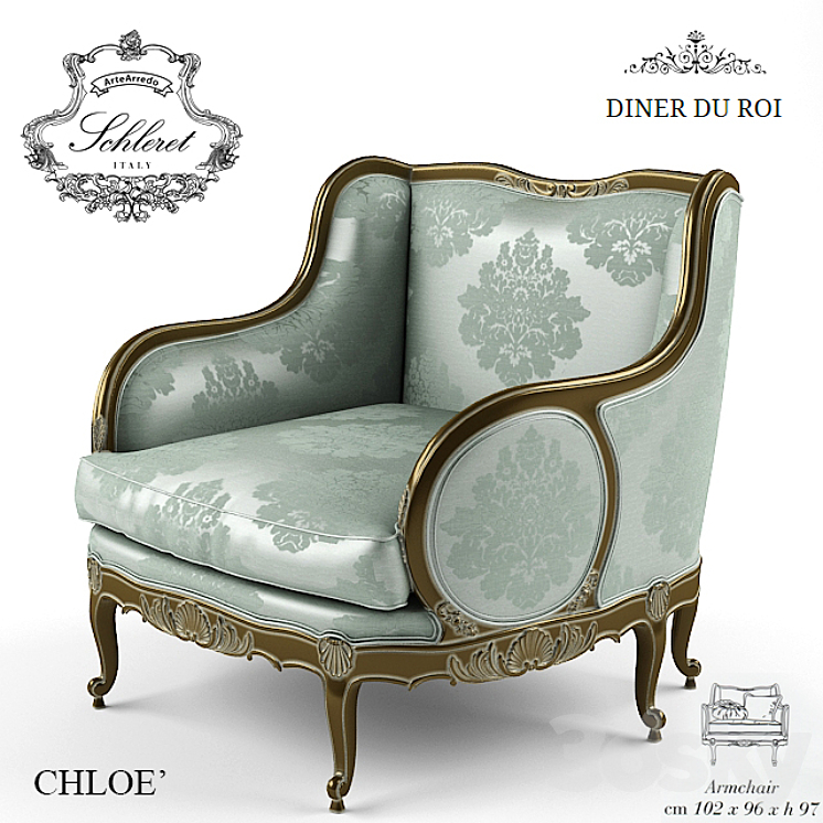 ARTEARREDO Diner du Roi CHLOE armchaig 3DS Max Model - thumbnail 1