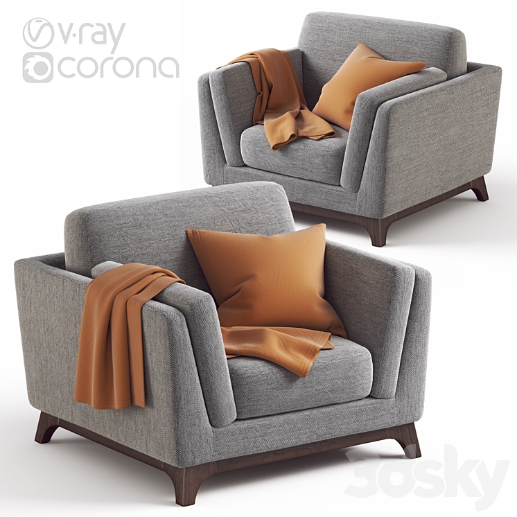 ARTICLE Ceni Pyrite Gray Armchair 3DS Max - thumbnail 1