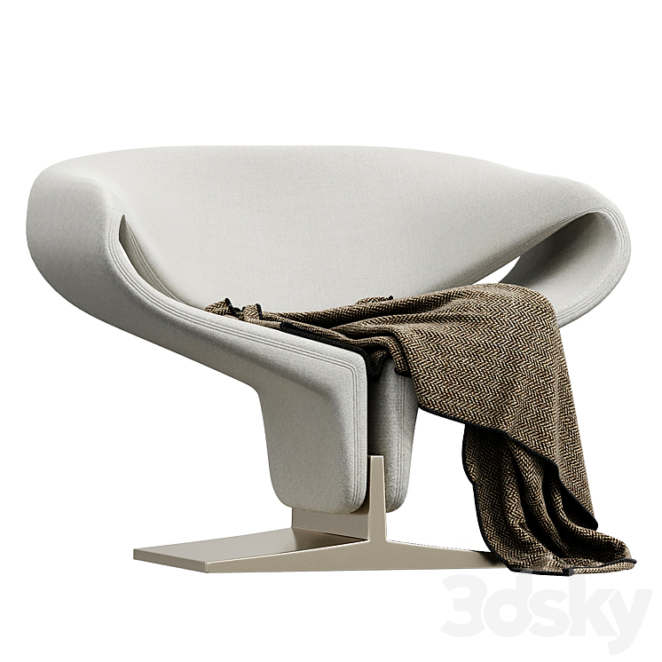 Artifort Ribbon Chair in White by Pierre Paulin 3DS Max Model - thumbnail 3