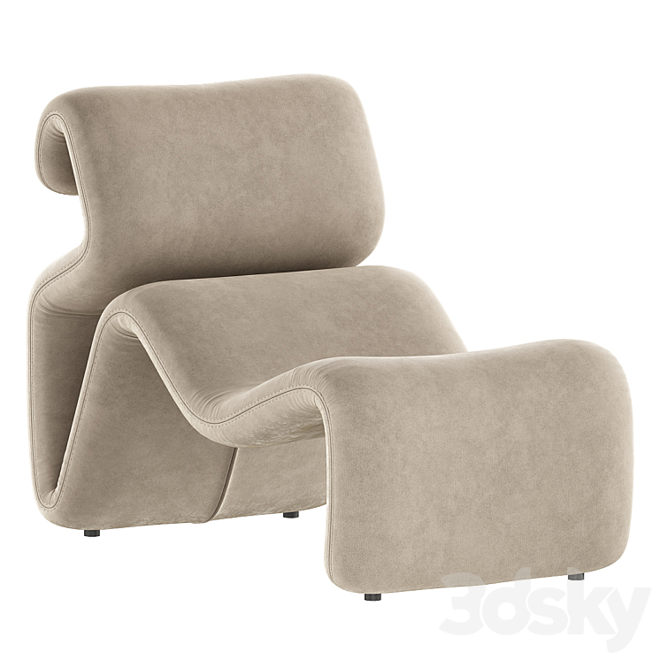 Artilleriet – Etcetera (Fabric Lounge Chair and Footstool) 3DS Max - thumbnail 1