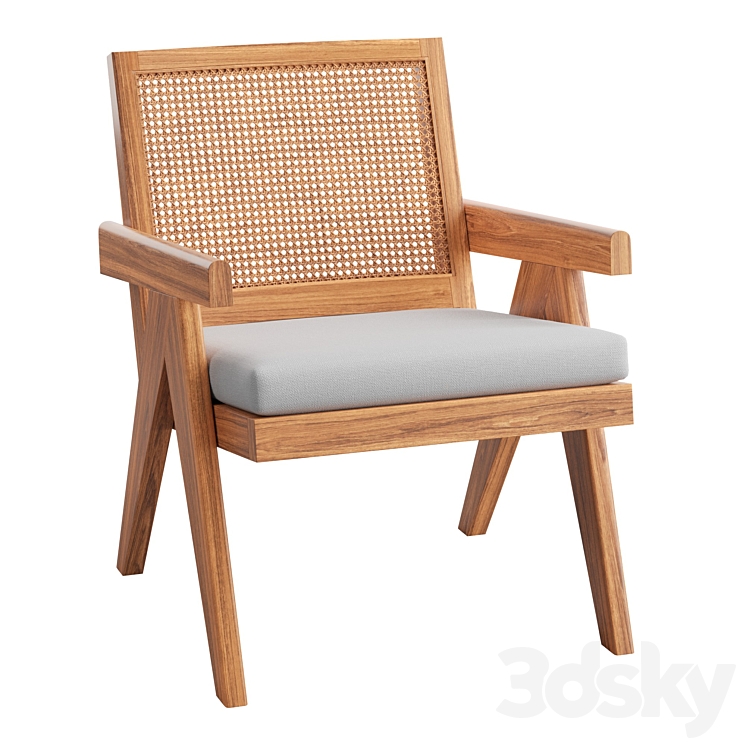 Ashton Caned Teak Accent Chair 3DS Max - thumbnail 1