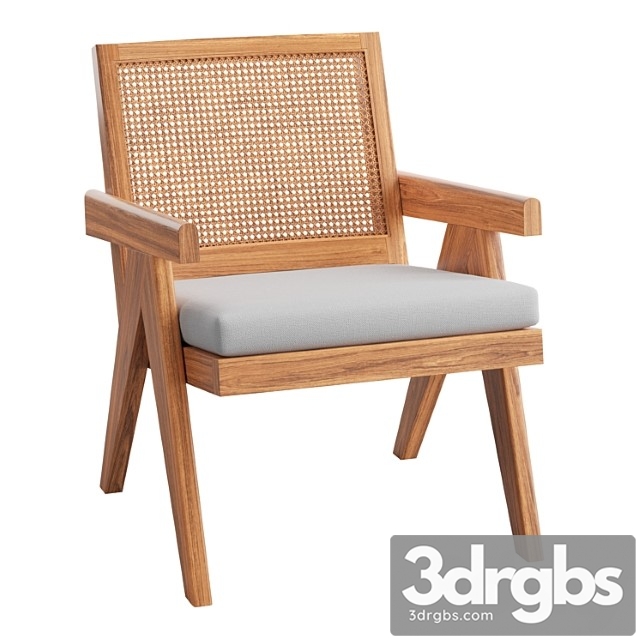 Ashton caned teak accent chair 3dsmax Download - thumbnail 1