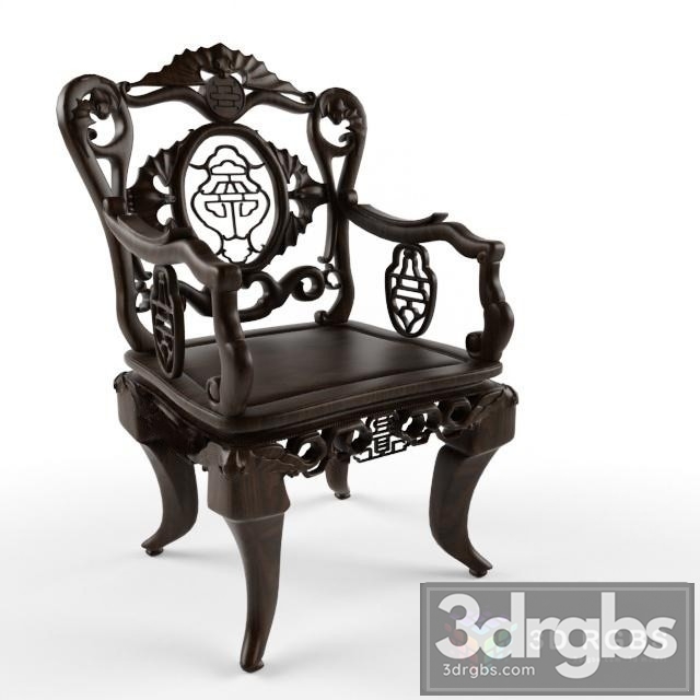 Asian Wooden Armchair 3dsmax Download - thumbnail 1