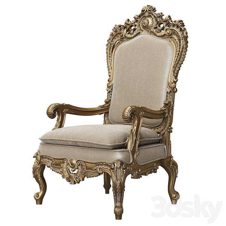 Asnaghi Interiors Throne Armchair art.19246 3DS Max - thumbnail 1