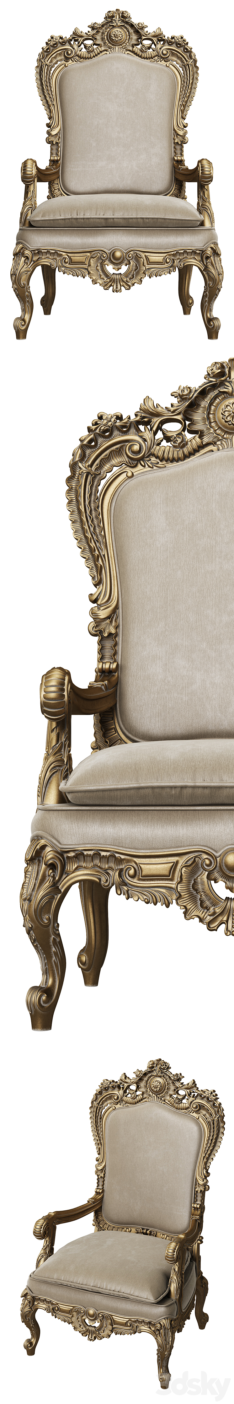 Asnaghi Interiors Throne Armchair art.19246 3DS Max - thumbnail 2