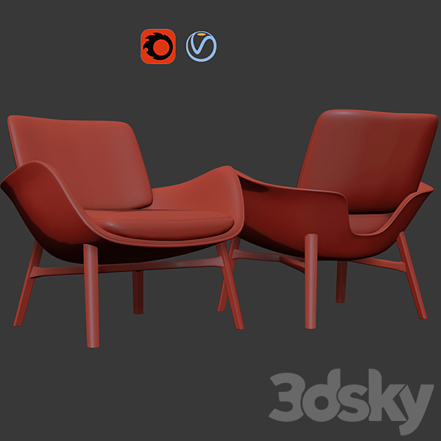 Asta armchair 3ds Max - thumbnail 3