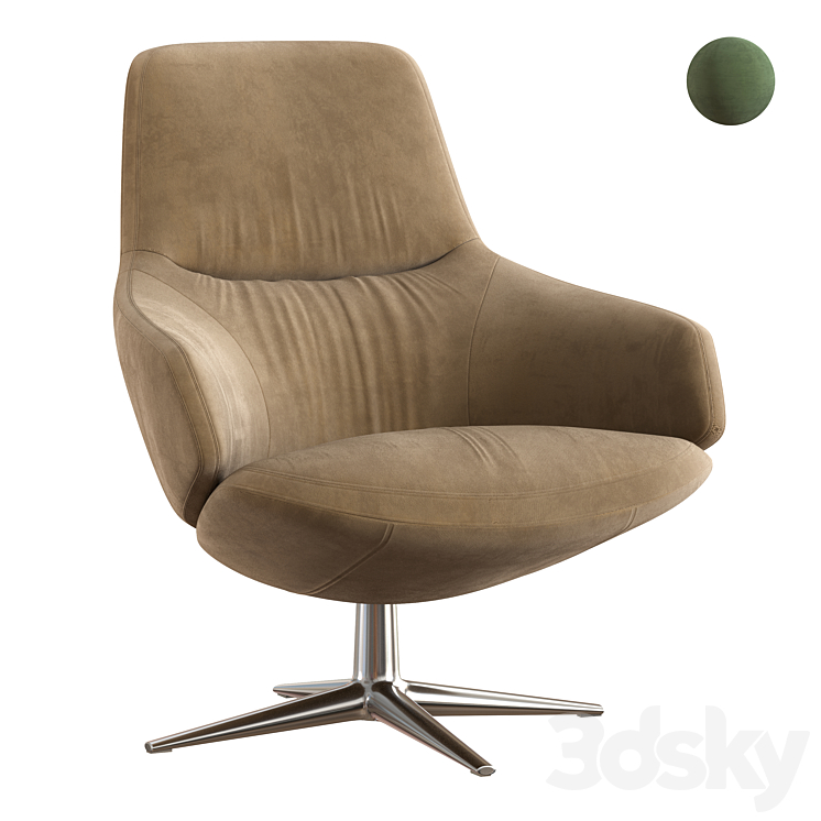 Aston club arm chair 3DS Max Model - thumbnail 1