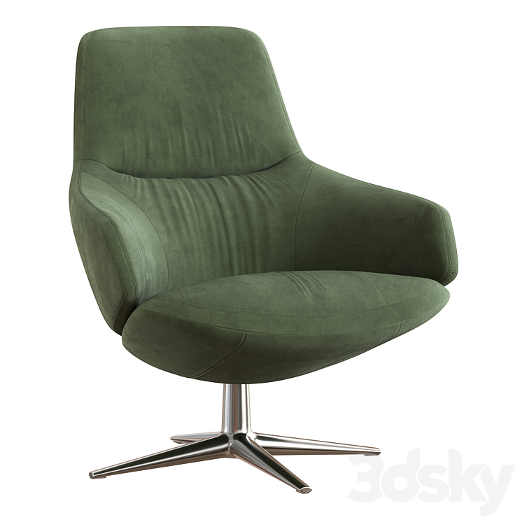 Aston club arm chair 3DS Max Model - thumbnail 2