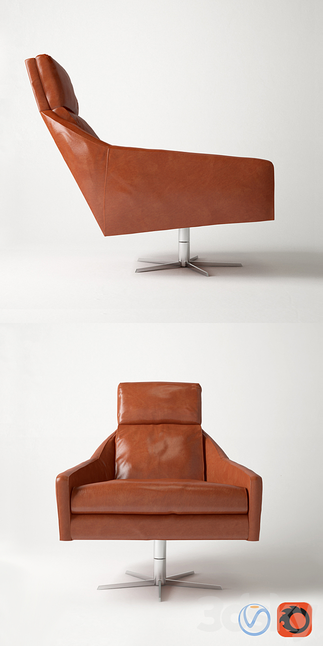 Austin Leather Swivel Armchair 3DS Max Model - thumbnail 2