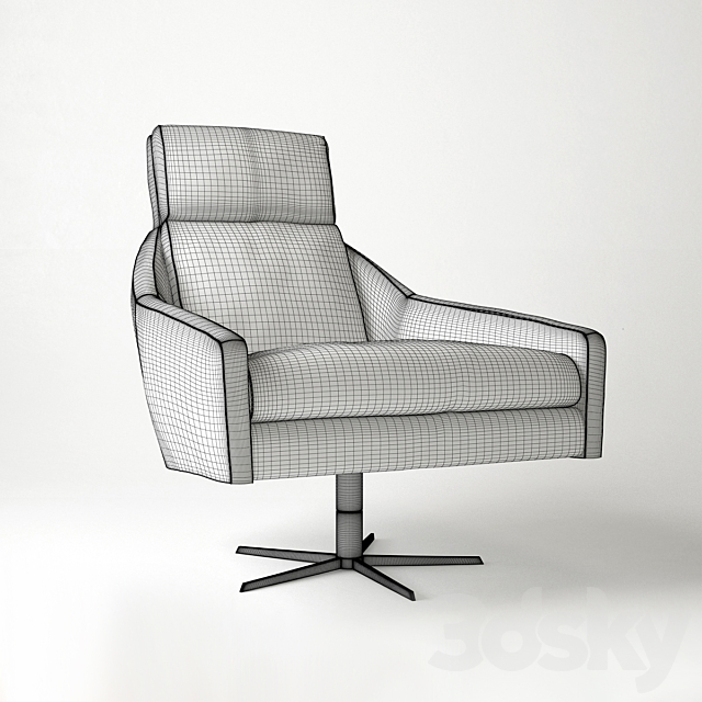 Austin Leather Swivel Armchair 3DS Max Model - thumbnail 3