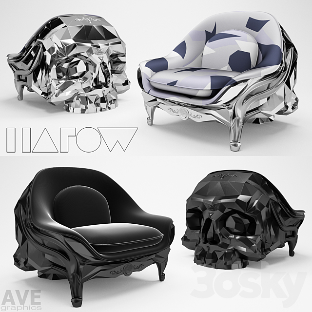 AVE Harow skull armchair 3ds Max - thumbnail 1