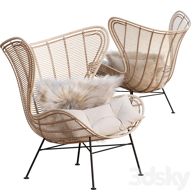 AVE HK Living Natural Rattan Egg Chair 3DS Max - thumbnail 1