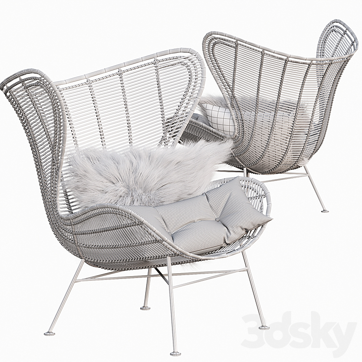 AVE HK Living Natural Rattan Egg Chair 3DS Max - thumbnail 2