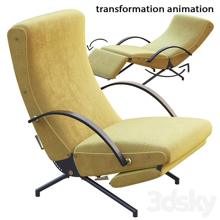 AVE TECNO P40 Lounge Chair by Borsani 1950 3DS Max - thumbnail 1