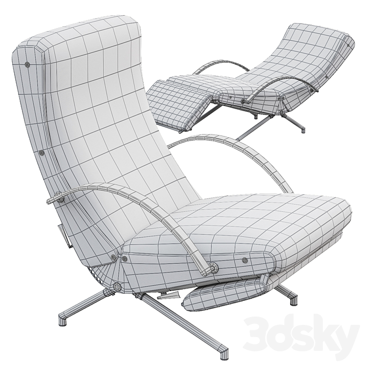 AVE TECNO P40 Lounge Chair by Borsani 1950 3DS Max - thumbnail 2