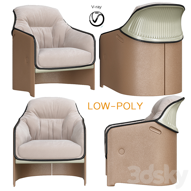 Avus Lounge Designer Chair (low poly) 3DS Max - thumbnail 1