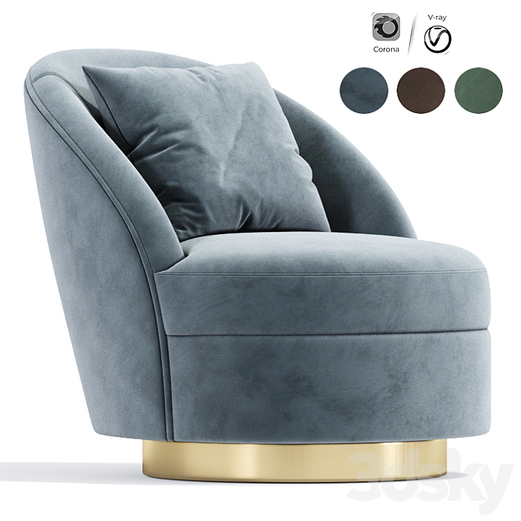 Axel Swivel Arm Chair 3DS Max - thumbnail 1